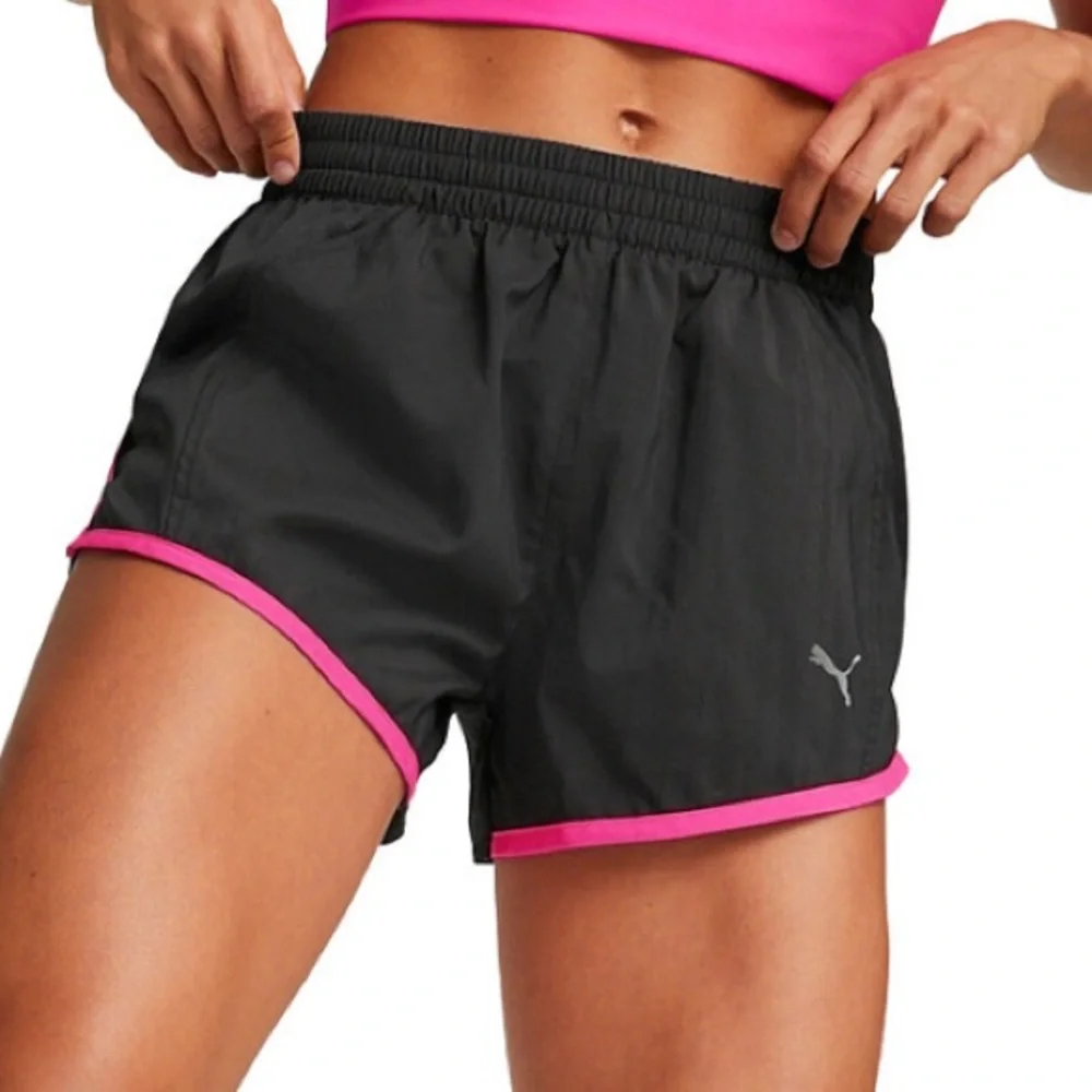 Puma XL Women's Run Favorite Velocity 3-Inch Shorts Black and Pink NWT
